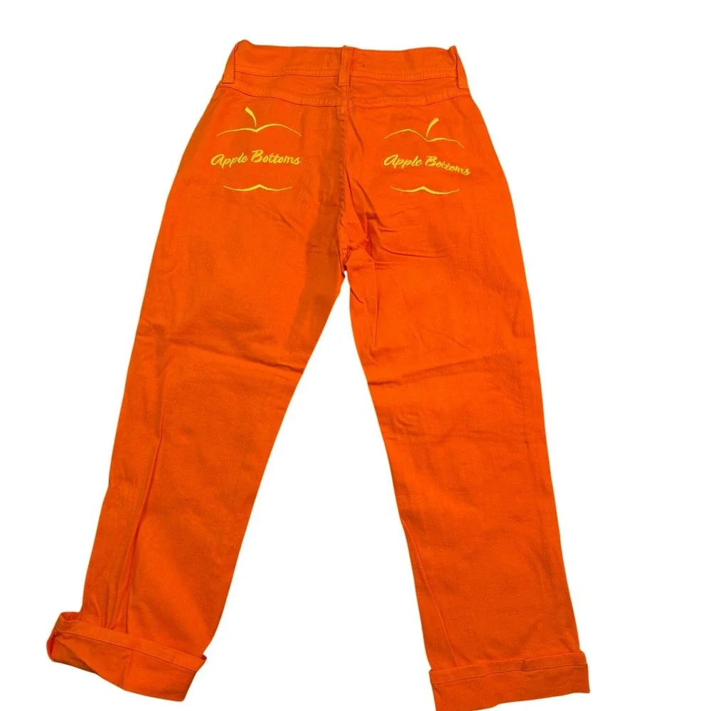 VTG Y2K Apple Bottoms Orange Capri Jeans Women's Size 2 Embroidered Logo NWOT - Picture 5 of 11